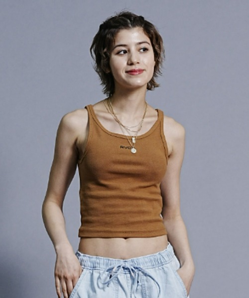 RVCA（ルーカ）の「RVCA/ルーカ/SLIDE TANK/ワンポイント/タンクトップ BD043-301（タンクトップ・レディース・ブラック/ブラウン/ホワイト・M/S）」の3枚目の写真
