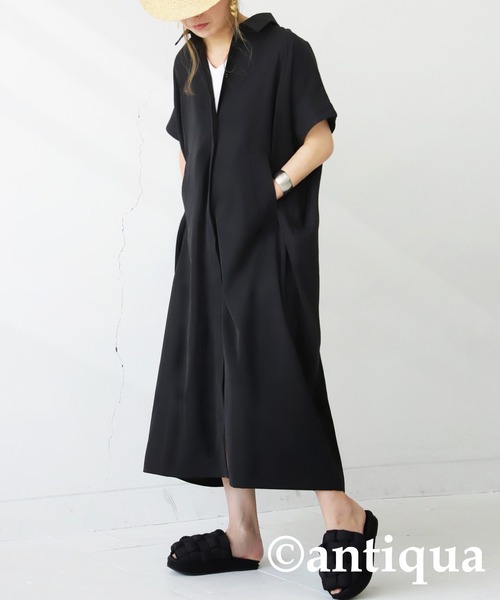 antiqua（アンティカ）の「ロングジレコート（ステンカラーコート・レディース・ブラック/ベージュ・FREE）」の8枚目の写真