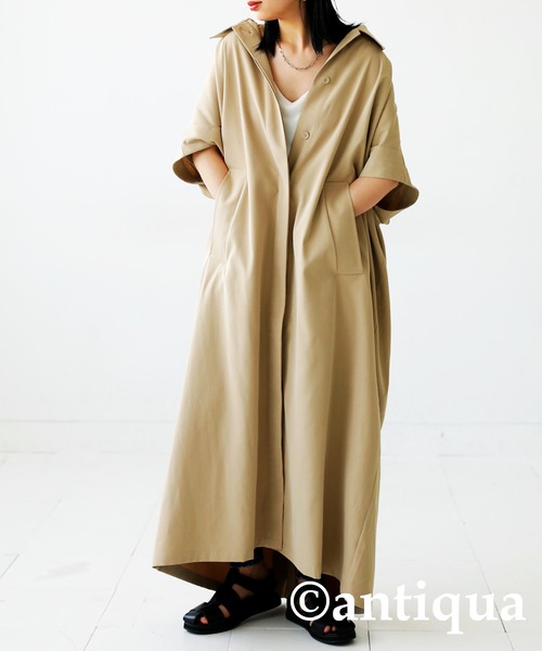 antiqua（アンティカ）の「ロングジレコート（ステンカラーコート・レディース・ブラック/ベージュ・FREE）」の10枚目の写真
