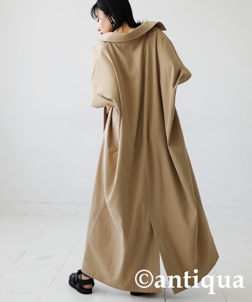 antiqua（アンティカ）の「ロングジレコート（ステンカラーコート・レディース・ブラック/ベージュ・FREE）」の15枚目の写真