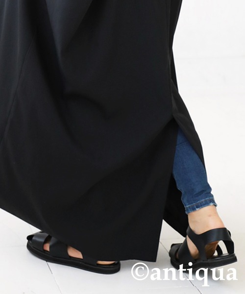 antiqua（アンティカ）の「ロングジレコート（ステンカラーコート・レディース・ブラック/ベージュ・FREE）」の6枚目の写真