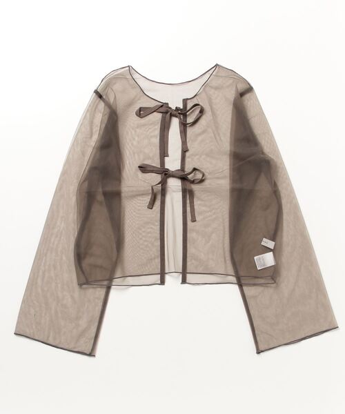 COMMRE（コムル）の「【COMMRE】チュールカーディガン（カーディガン/ボレロ・レディース・ダークグレー/オレンジ/ライトグリーン・FREE）」の2枚目の写真