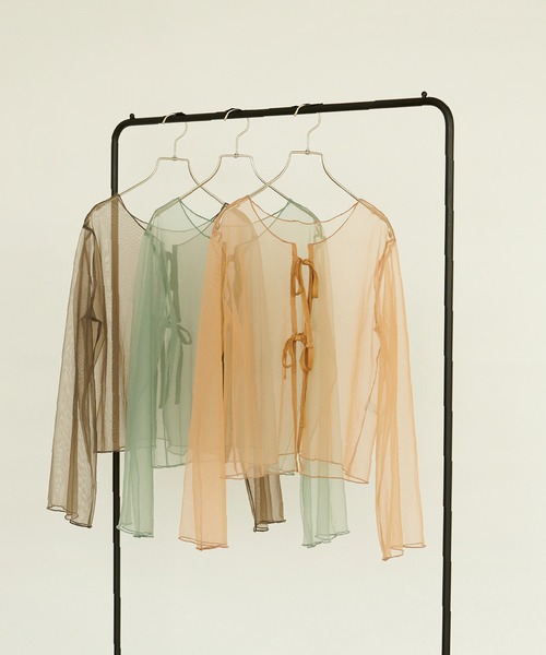 COMMRE（コムル）の「【COMMRE】チュールカーディガン（カーディガン/ボレロ・レディース・ダークグレー/オレンジ/ライトグリーン・FREE）」の3枚目の写真