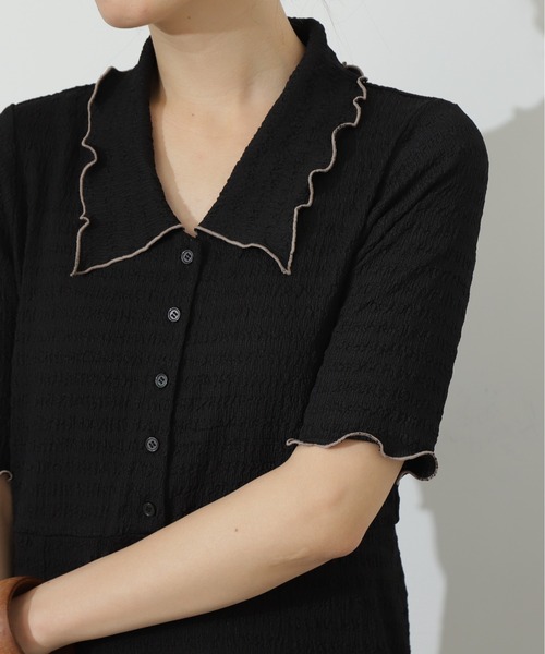 N.(N. Natural Beauty Basic)(エヌエヌナチュラルビューティーベーシック)の「◆バイカラーメローナローカットソーワンピース(ワンピース・レディース・ベージュ/ブラック/ブルー・MEDIUM)」の5枚目の写真