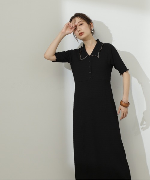 N.(N. Natural Beauty Basic)(エヌエヌナチュラルビューティーベーシック)の「◆バイカラーメローナローカットソーワンピース(ワンピース・レディース・ベージュ/ブラック/ブルー・MEDIUM)」の13枚目の写真