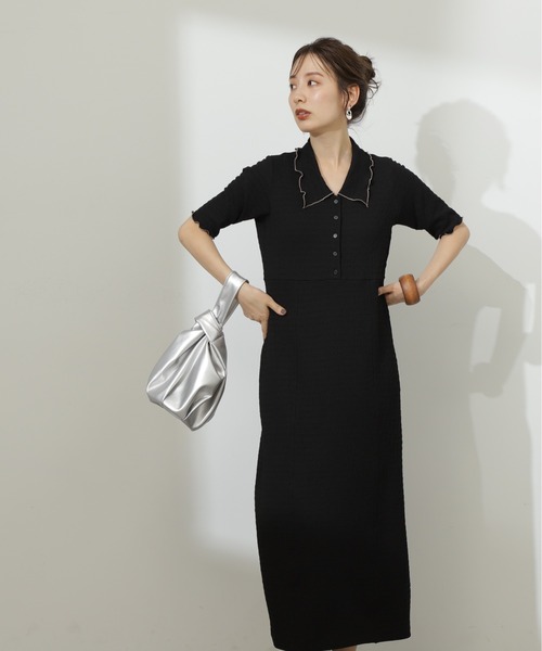 N.(N. Natural Beauty Basic)(エヌエヌナチュラルビューティーベーシック)の「◆バイカラーメローナローカットソーワンピース(ワンピース・レディース・ベージュ/ブラック/ブルー・MEDIUM)」の10枚目の写真