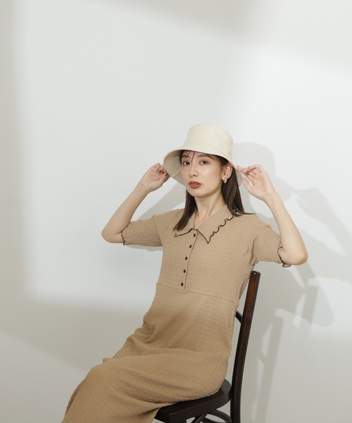 N.(N. Natural Beauty Basic)(エヌエヌナチュラルビューティーベーシック)の「◆バイカラーメローナローカットソーワンピース(ワンピース・レディース・ベージュ/ブラック/ブルー・MEDIUM)」の8枚目の写真