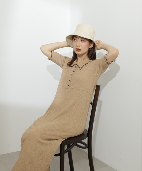 N.(N. Natural Beauty Basic)(エヌエヌナチュラルビューティーベーシック)の「◆バイカラーメローナローカットソーワンピース(ワンピース・レディース・ベージュ/ブラック/ブルー・MEDIUM)」の6枚目の写真