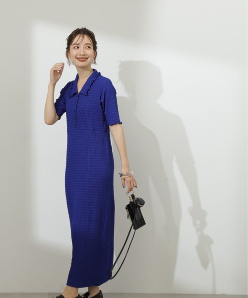 N.(N. Natural Beauty Basic)(エヌエヌナチュラルビューティーベーシック)の「◆バイカラーメローナローカットソーワンピース(ワンピース・レディース・ベージュ/ブラック/ブルー・MEDIUM)」の9枚目の写真