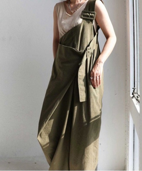 Burner（バーナー）の「【OKUOKU　0909】ワイドシルエット ワンショルダー オーバーオール oku-overall-703018028804-41 U（サロペット/オーバーオール・レディース・カーキ・FREE）」の10枚目の写真