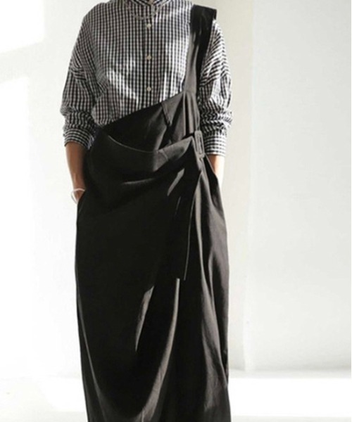 Burner（バーナー）の「【OKUOKU　0909】ワイドシルエット ワンショルダー オーバーオール oku-overall-703018028804-41 U（サロペット/オーバーオール・レディース・カーキ・FREE）」の6枚目の写真