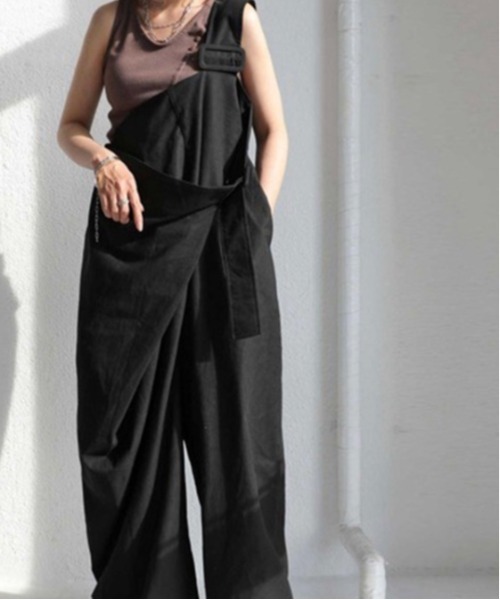 Burner（バーナー）の「【OKUOKU　0909】ワイドシルエット ワンショルダー オーバーオール oku-overall-703018028804-41 U（サロペット/オーバーオール・レディース・カーキ・FREE）」の5枚目の写真