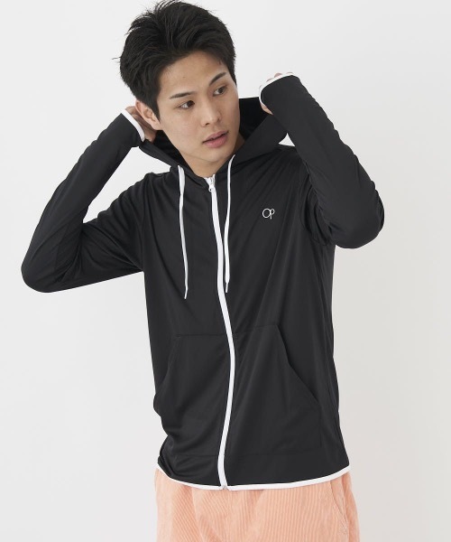 Ocean Pacific（オーシャンパシフィック）の「【OP:オーピー】UVパーカー ラッシュパーカー　ユニセックス（ラッシュガード・メンズ・ホワイト/ブラック・LARGE/MEDIUM/X-LARGE）」の2枚目の写真