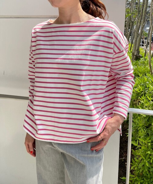 UNFILO(アンフィーロ)の「【洗える】ボーダーワイドTシャツ(Tシャツ/カットソー・レディース・ベージュ系1/ブラック系2/ブラック系1/ピンク系1・LARGE/SMALL/MEDIUM)」の19枚目の写真