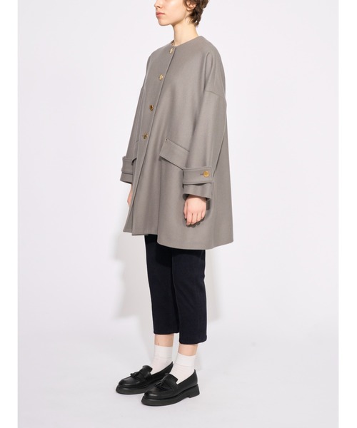 NEW HUMBIE ノーカラーメタルボタン 裏無地コート (ミルクティー/6) NEW HUMBIE ノーカラーメタルボタン 裏無地コート (ミルクティー/6)