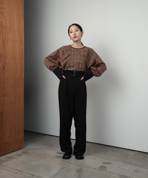 lawgy（ラウジー）の「check cuffs blouse（シャツ/ブラウス・レディース・ベージュ・FREE）」の5枚目の写真