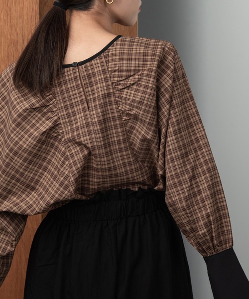 lawgy（ラウジー）の「check cuffs blouse（シャツ/ブラウス・レディース・ベージュ・FREE）」の3枚目の写真