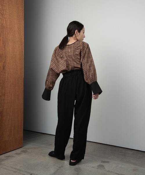 lawgy（ラウジー）の「check cuffs blouse（シャツ/ブラウス・レディース・ベージュ・FREE）」の7枚目の写真