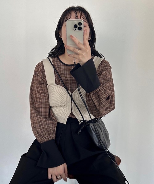 lawgy（ラウジー）の「check cuffs blouse（シャツ/ブラウス・レディース・ベージュ・FREE）」の13枚目の写真