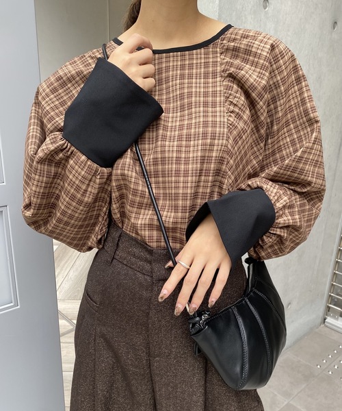 lawgy（ラウジー）の「check cuffs blouse（シャツ/ブラウス・レディース・ベージュ・FREE）」の16枚目の写真