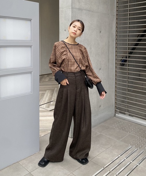 lawgy（ラウジー）の「check cuffs blouse（シャツ/ブラウス・レディース・ベージュ・FREE）」の14枚目の写真