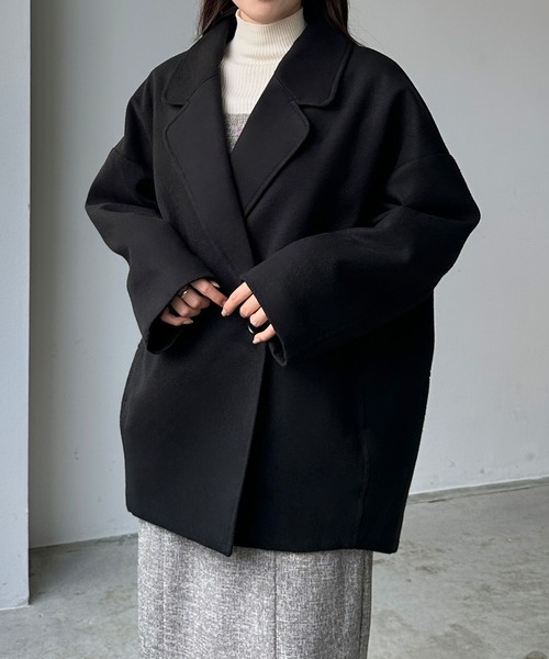 Louere(ルエレ)の「コクーンショートコート(チェスターコート・レディース・アイボリー/ダークブラウン/ブラック・LARGE/X-LARGE/MEDIUM/SMALL)」の6枚目の写真