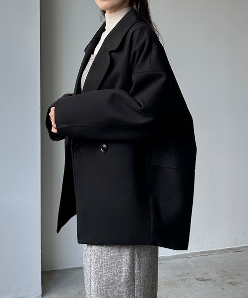 Louere(ルエレ)の「コクーンショートコート(チェスターコート・レディース・アイボリー/ダークブラウン/ブラック・LARGE/X-LARGE/MEDIUM/SMALL)」の7枚目の写真