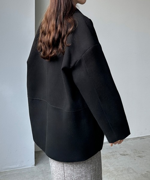 Louere(ルエレ)の「コクーンショートコート(チェスターコート・レディース・アイボリー/ダークブラウン/ブラック・LARGE/X-LARGE/MEDIUM/SMALL)」の8枚目の写真