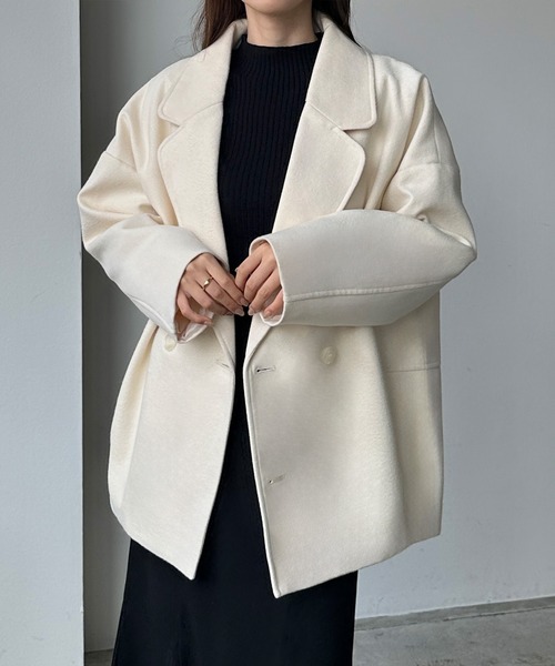 Louere(ルエレ)の「コクーンショートコート(チェスターコート・レディース・アイボリー/ダークブラウン/ブラック・LARGE/X-LARGE/MEDIUM/SMALL)」の9枚目の写真