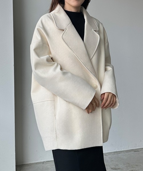 Louere(ルエレ)の「コクーンショートコート(チェスターコート・レディース・アイボリー/ダークブラウン/ブラック・LARGE/X-LARGE/MEDIUM/SMALL)」の10枚目の写真