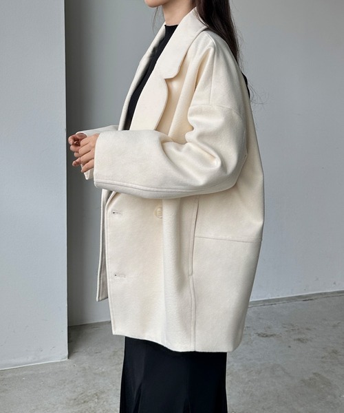 Louere(ルエレ)の「コクーンショートコート(チェスターコート・レディース・アイボリー/ダークブラウン/ブラック・LARGE/X-LARGE/MEDIUM/SMALL)」の12枚目の写真