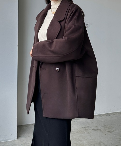 Louere(ルエレ)の「コクーンショートコート(チェスターコート・レディース・アイボリー/ダークブラウン/ブラック・LARGE/X-LARGE/MEDIUM/SMALL)」の16枚目の写真