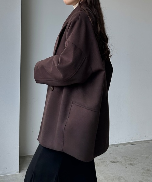 Louere(ルエレ)の「コクーンショートコート(チェスターコート・レディース・アイボリー/ダークブラウン/ブラック・LARGE/X-LARGE/MEDIUM/SMALL)」の17枚目の写真