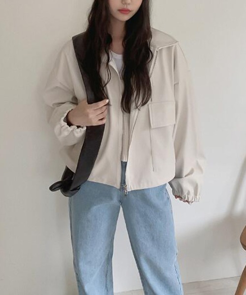 Girly Doll（ガーリードール）の「フェイクレザーブルゾン（ブルゾン・レディース・アイボリー/ブラック・S/M/L）」の4枚目の写真