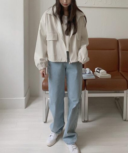 Girly Doll（ガーリードール）の「フェイクレザーブルゾン（ブルゾン・レディース・アイボリー/ブラック・S/M/L）」の5枚目の写真