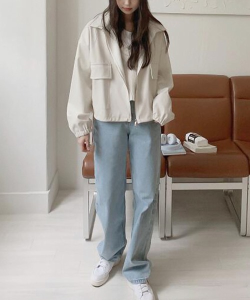 Girly Doll（ガーリードール）の「フェイクレザーブルゾン（ブルゾン・レディース・アイボリー/ブラック・S/M/L）」の15枚目の写真