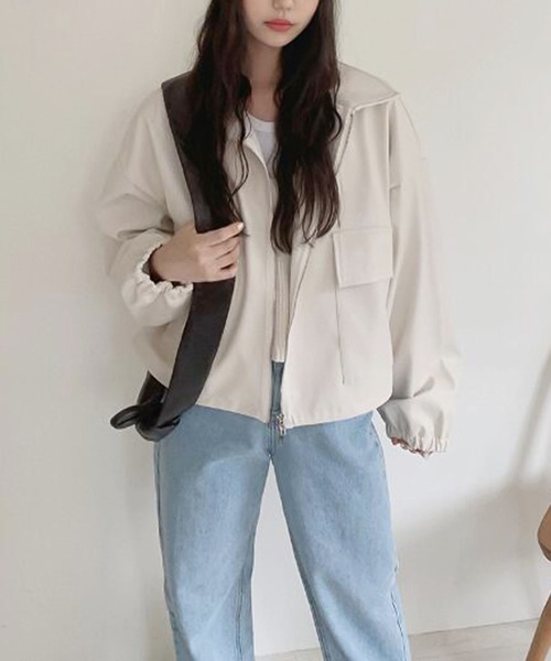 Girly Doll（ガーリードール）の「フェイクレザーブルゾン（ブルゾン・レディース・アイボリー/ブラック・S/M/L）」の12枚目の写真