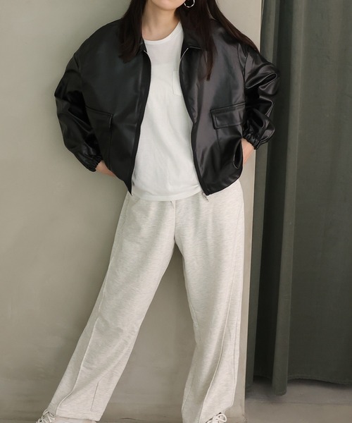 Girly Doll（ガーリードール）の「フェイクレザーブルゾン（ブルゾン・レディース・アイボリー/ブラック・S/M/L）」の21枚目の写真