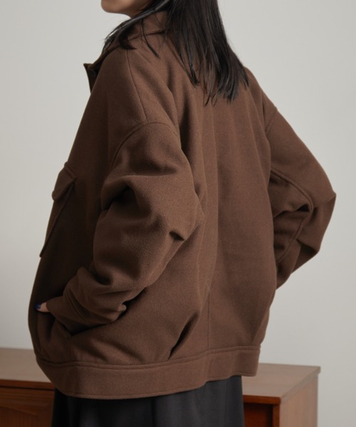 セール】ウールライクアウトポケットジャケットコート/中綿裏地付き