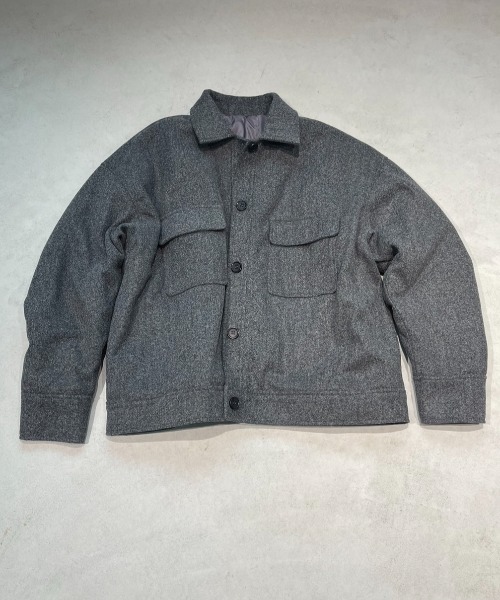 Aunt Marie's（アントマリーズ）の「ウールライクアウトポケットジャケットコート/中綿裏地付き（ブルゾン・レディース・グレー/アイボリー/ブラック/ブラウン・FREE）」の12枚目の写真