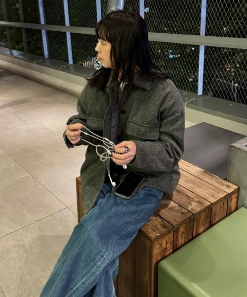 Aunt Marie's（アントマリーズ）の「ウールライクアウトポケットジャケットコート/中綿裏地付き（ブルゾン・レディース・グレー/アイボリー/ブラック/ブラウン・FREE）」の15枚目の写真