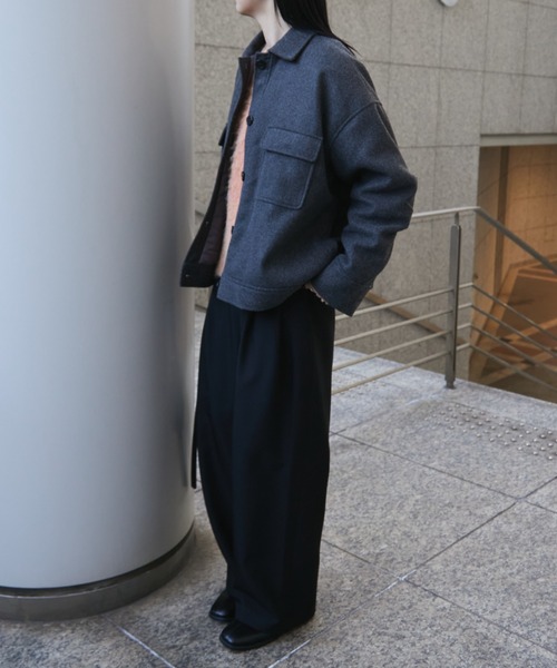 Aunt Marie's（アントマリーズ）の「ウールライクアウトポケットジャケットコート/中綿裏地付き（ブルゾン・レディース・グレー/アイボリー/ブラック/ブラウン・FREE）」の22枚目の写真