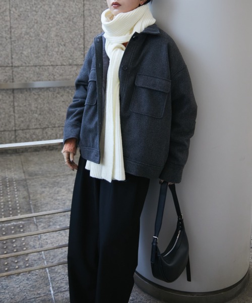 Aunt Marie's（アントマリーズ）の「ウールライクアウトポケットジャケットコート/中綿裏地付き（ブルゾン・レディース・グレー/アイボリー/ブラック/ブラウン・FREE）」の19枚目の写真