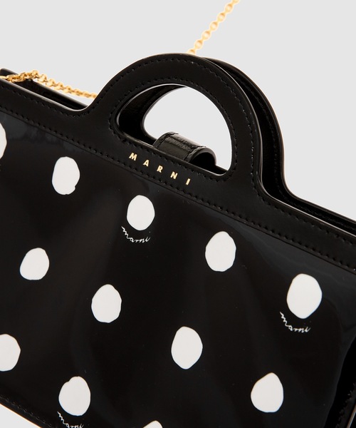 MARNI(マルニ)の「DOT PATENT CALF/ ロングウォレットポシェット(ウォレットチェーン・レディース・ブラック×ホワイト・ONE SIZE)」の4枚目の写真