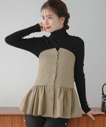 フィットモア　ネイビー パールボタン ジレ パールボタンペプラムジレ【宅配便】 | Fit more