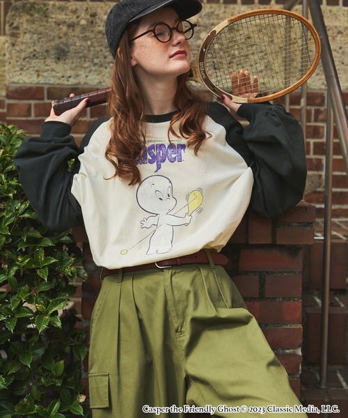 MONO-MART LADY'S(モノマートレディース)の「【CASPER】別注 ヴィンテージ加工キャラクタープリントラグランロンT(Tシャツ/カットソー・レディース・ブラック系/ネイビー/チャコールグレー/ネイビー系/グリーン/グレー系1/ワイン系1・FREE)」の10枚目の写真