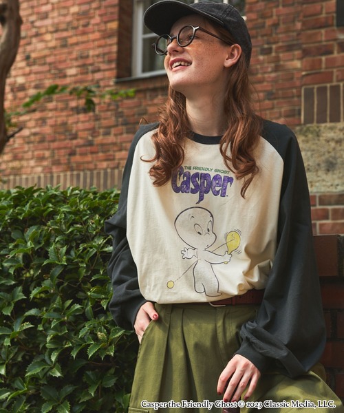MONO-MART LADY'S(モノマートレディース)の「【CASPER】別注 ヴィンテージ加工キャラクタープリントラグランロンT(Tシャツ/カットソー・レディース・ブラック系/ネイビー/チャコールグレー/ネイビー系/グリーン/グレー系1/ワイン系1・FREE)」の11枚目の写真