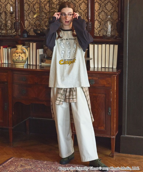 キャスパー ロンT カットソー 長袖 ビンテージ加工 新品 ゴースト レトロ セールCASPER別注 ヴィンテージ加工キャラクタープリント