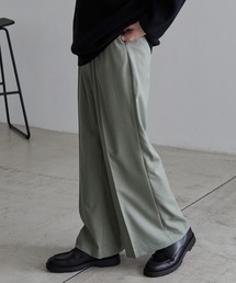 【ZOZO限定】メランジツイルストレッチタックフレアパンツ/セットアップ対応