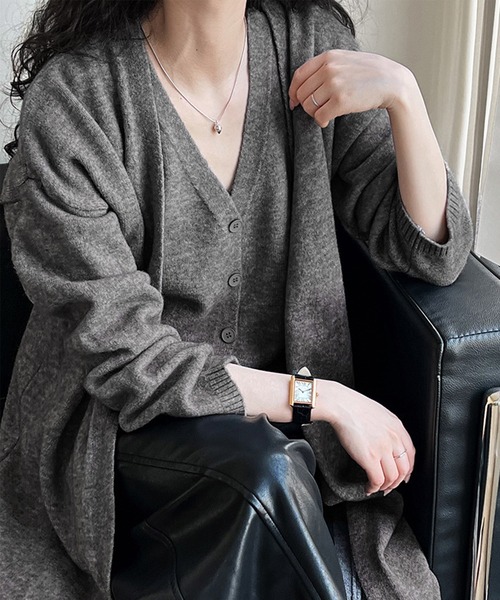OSYAREVO（オシャレボ）の「ベスト付き レイヤード ニット カーディガン（カーディガン/ボレロ・レディース・ベージュ/ブラック/グレー・FREE）」の18枚目の写真